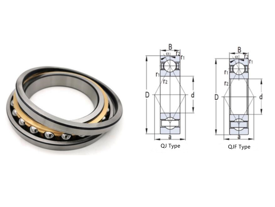 QJ1017 (Size:85x130x22mm) Single Row Angular Contact Ball Bearing