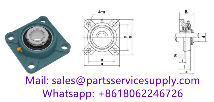 UKFX15+HS2315 (Shaft Dia:2-1/2 inch) Medium Duty Mounted 4 Bolt Flange Bearing with Adapter Sleeve