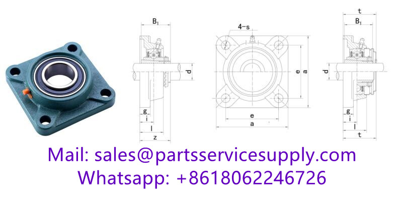 UKF206+HE2306 (Shaft Dia:1 inch) Four-Bolt Flange Bearing Unit with Adapter Sleeve