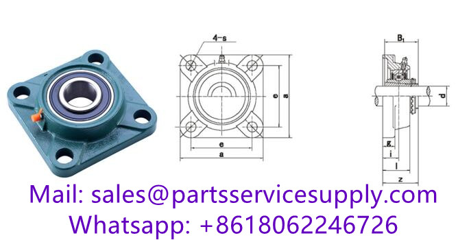 UKF308+HS2308 (Shaft Dia:1-3/8 inch) Four-Bolt Flange Bearing Unit with Adapter Sleeve