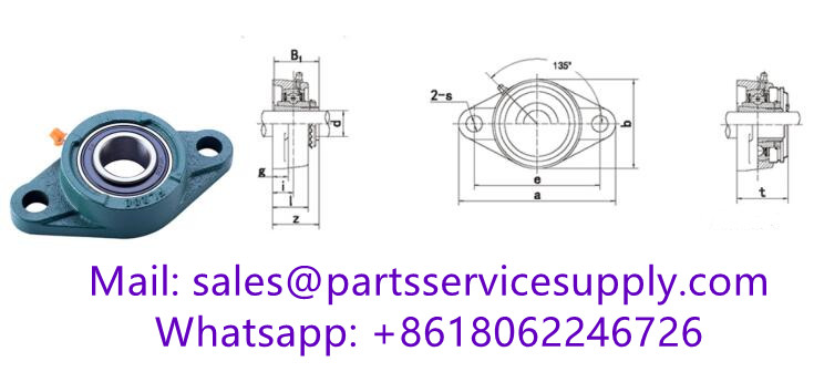 UKFL207+HS2307 (Shaft Dia:1-1/8 inch) Standard Duty 2 Bolt Flange Unit with Adapter Sleeve