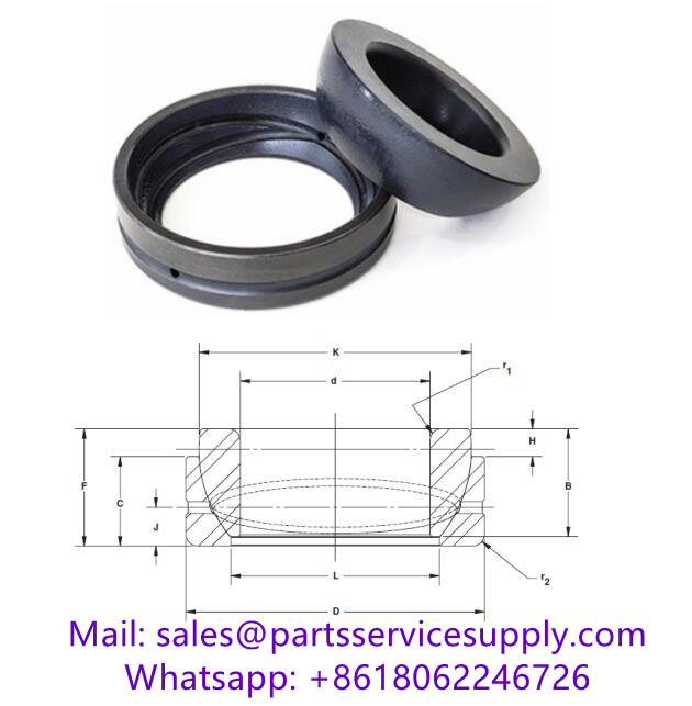 B12-SA (Alt P/N:GAZ012SA) Single Acting Angular Contact Spherical Plain Bearing Size:3/4x1-1/4x0.41 inch