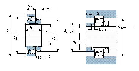 11312(1313К+Н313) self-aligning ball bearing 60x140x33/50mm